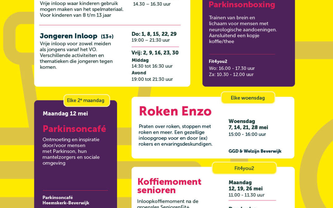 Maandagenda Vitale Huiskamer Mei